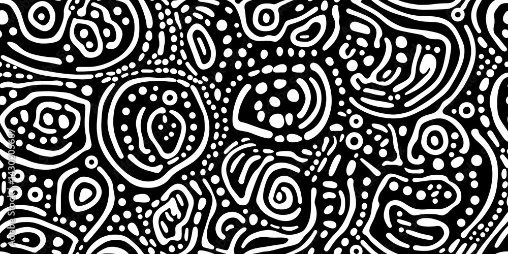 Poster a seamless pattern of paisley shapes with each shape filled with different shades or colors to creat