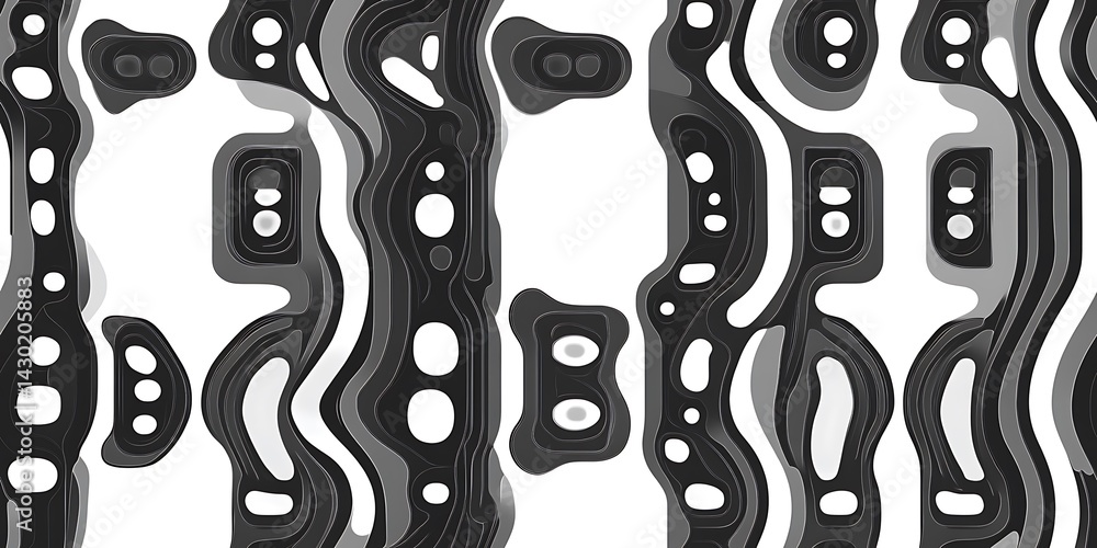 Poster a seamless pattern of paisley shapes with each shape filled with different shades or colors to creat