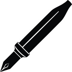 Ink Pen Silhouette Vector – Simple Black Writing Tool Illustration
