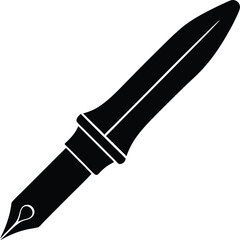 Ink Pen Silhouette Vector – Simple Black Writing Tool Illustration