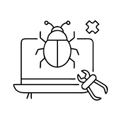 bug fix icon, bug fix line art - simple line art of bug fix, perfect for bug fix logos and icons