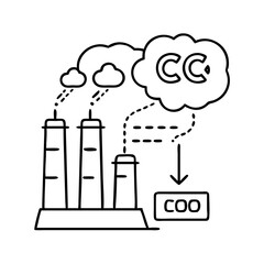carbon capture icon, carbon capture line art - simple line art of carbon capture, perfect for carbon capture logos and icons