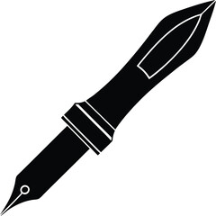 Ink Pen Silhouette Vector – Simple Black Writing Tool Illustration