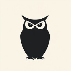 Fototapeta premium Simple black and white owl graphic for education or design