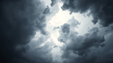 Fototapeta premium High angle perspective shot of intense dramatic weather, looking down on stormy skies conveying high tension