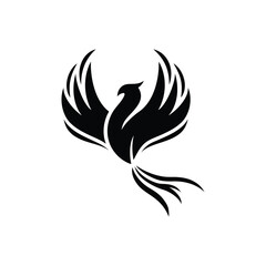 Phoenix logo template. Phoenix Wing Logotype icon flying bird drawing art syombol concept. Eagle hawk falcon feather flying for tattoo design. Vector illustration