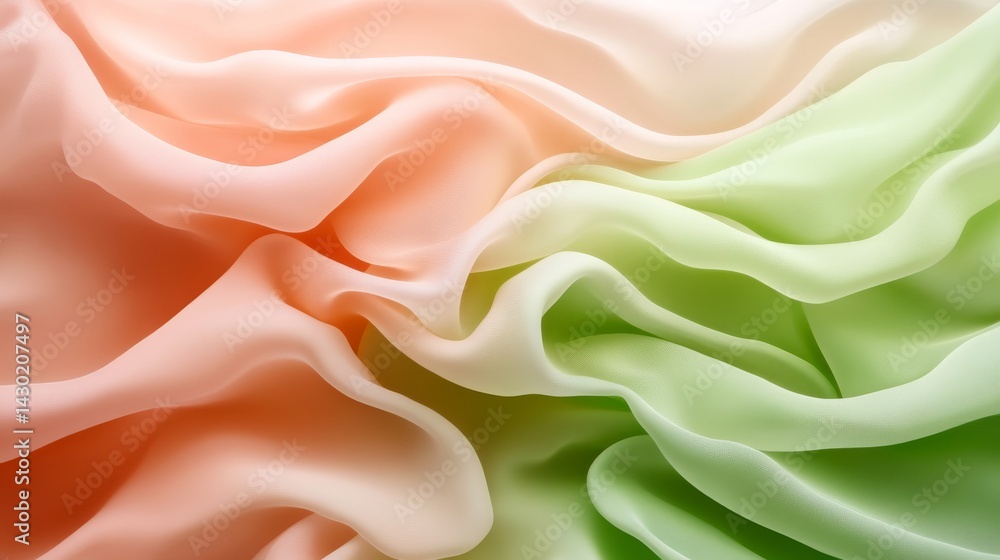 Fototapete Blush pink and soft sage green hues blend together seamlessly in an abstract arrangement, evoking calmness and providing ample copy space for customization