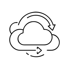 cloud sync icon, cloud sync line art - simple line art of cloud sync, perfect for cloud sync logos and icons