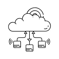 cloud computing icon, cloud computing line art - simple line art of cloud computing, perfect for cloud computing logos and icons
