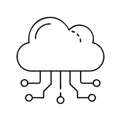 data cloud icon, data cloud line art - simple line art of data cloud, perfect for data cloud logos and icons