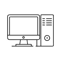 desktop computer icon, desktop computer line art - simple line art of desktop computer, perfect for desktop computer logos and icons