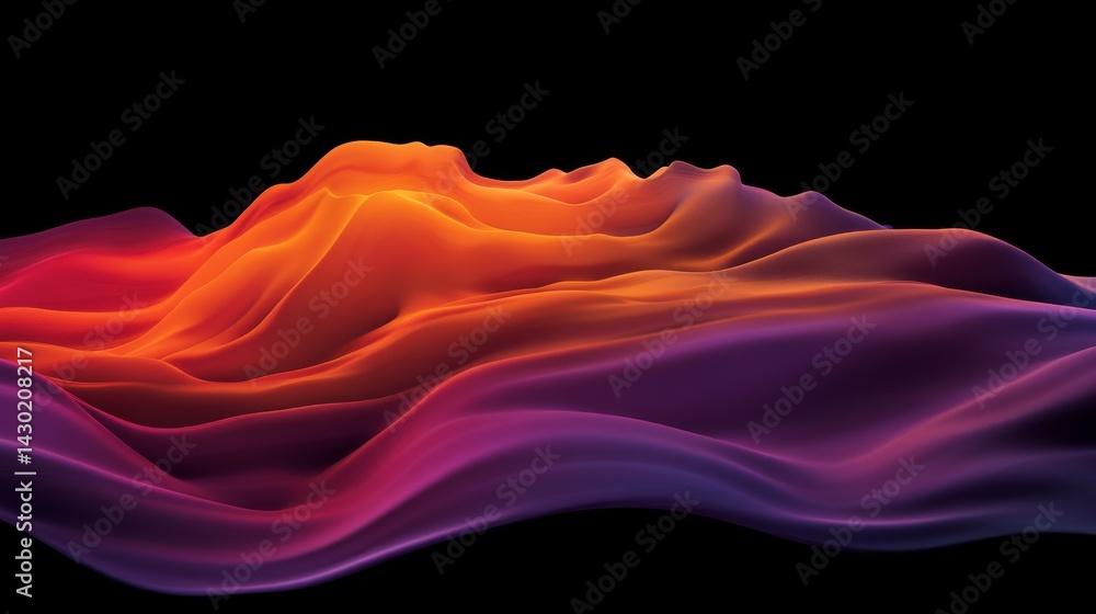 Poster This striking digital abstract features dynamic curves and a flowing rainbow wave pattern, offering versatile creative potential with ample copy space available