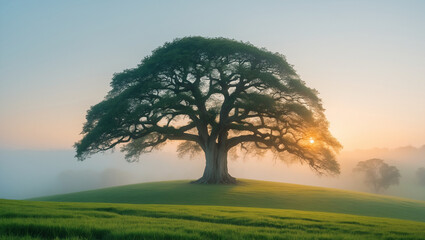 Obraz premium misty morning sunrise