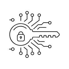encryption key icon, encryption key line art - simple line art of encryption key, perfect for encryption key logos and icons