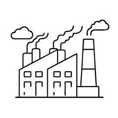 factory with green smoke icon, factory with green smoke line art - simple line art of factory with green smoke, perfect for factory with green smoke logos and icons
