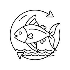 fish marine conservation icon, fish marine conservation line art - simple line art of fish marine conservation, perfect for fish marine conservation logos and icons