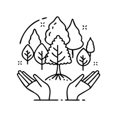 forest preservation icon, forest preservation line art - simple line art of forest preservation, perfect for forest preservation logos and icons