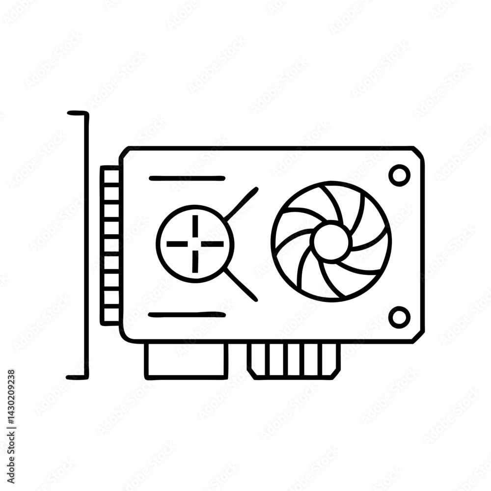 Poster gpu icon, gpu line art - simple line art of gpu, perfect for gpu logos and icons