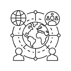Obraz premium global connection icon, global connection line art - simple line art of global connection, perfect for global connection logos and icons