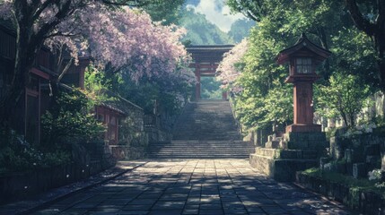 Japanese temple with beautiful nature view.