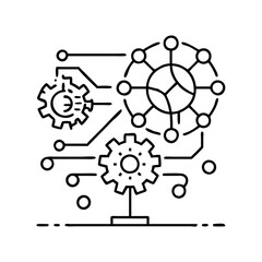 machine learning icon, machine learning line art - simple line art of machine learning, perfect for machine learning logos and icons