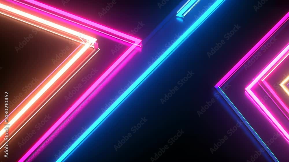 Aufkleber abstract black background with pink a blue neon glowing lines that and into the light moving through