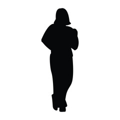Black Silhouette of a Faceless Woman Holding a Coffee Cup in Casual Pose