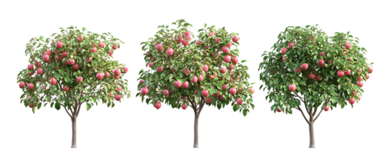 Apple Trees Against Transparent Background