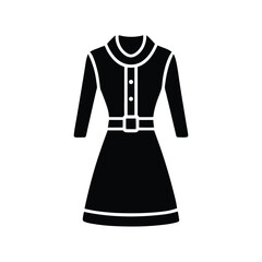 Knitted Sweater Dress with Belt Silhouette Vector Illustration