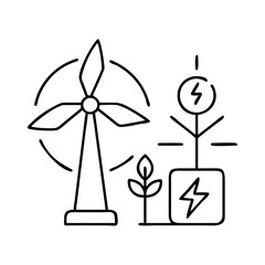 renewable energy icon, renewable energy line art - simple line art of renewable energy, perfect for renewable energy logos and icons