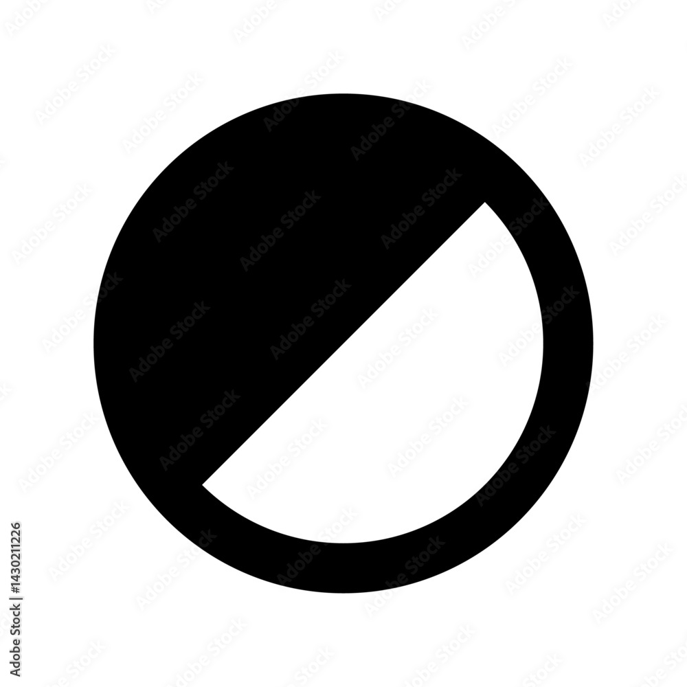 Aufkleber a black circle with a diagonal line separating a black section from a white section on the right sid