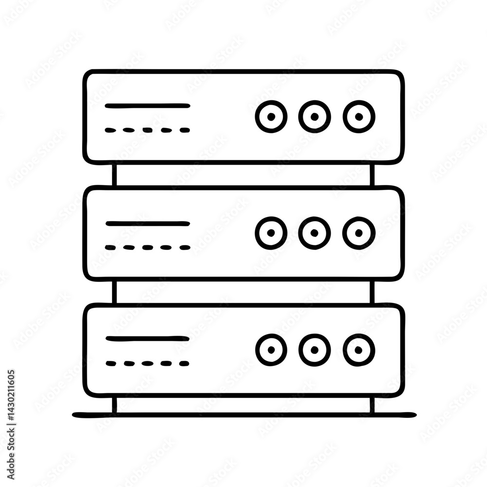 Poster server icon, server line art - simple line art of server, perfect for server logos and icons