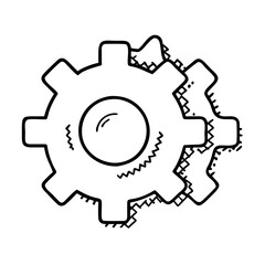 settings gear icon, settings gear line art - simple line art of settings gear, perfect for settings gear logos and icons
