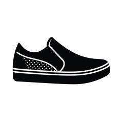 Slip On Sneakers with Mesh Panels Silhouette Vector Illustration