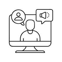 video call icon, video call line art - simple line art of video call, perfect for video call logos and icons