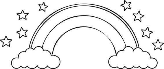 Hand drawn Rainbow Doodle illustration Design Vector Illustraiton Clipart