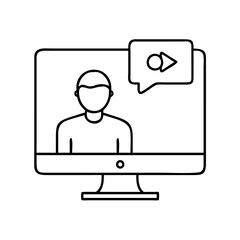 video call icon, video call line art - simple line art of video call, perfect for video call logos and icons