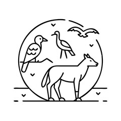 wildlife icon, wildlife line art - simple line art of wildlife, perfect for wildlife logos and icons