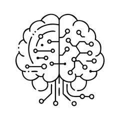 ai brain icon, ai brain line art - simple line art of ai brain, perfect for ai brain logos and icons