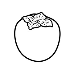 Persimmon in Black and White: A simple yet elegant black and white illustration of a perfectly ripe persimmon, capturing its natural beauty and form with clean lines.