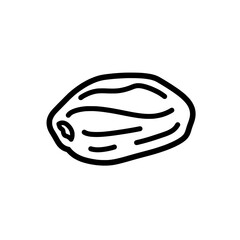 Date Fruit Contour: A simple, yet striking illustration of a date fruit, showcasing its natural curves and contours in a minimalist style, perfect for culinary themes.