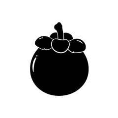 Mangosteen Monochrome Silhouette: A sleek, minimalistic silhouette of a perfectly ripe mangosteen, a tropical fruit known for its exquisite taste and unique form.