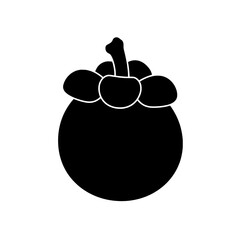 Mangosteen Silhouette: A sleek silhouette captures the exotic elegance of a ripe mangosteen fruit, highlighting its distinctive shape, textured rind, and the crown-like formation.