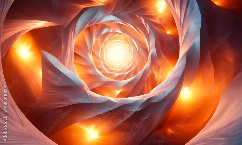 Poster abstract spiral tunnel with glowing lights, creating a sense of depth and movement