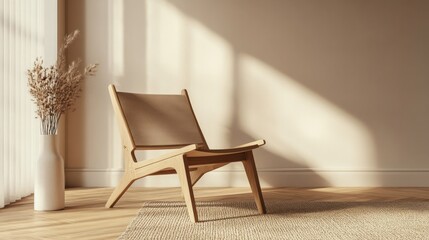 Wooden chair with a minimalist approach, lightweight, and functional aesthetics