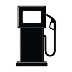 Gas pump flat icon, black silhouette of a gas pump with a nozzle and hose vector Art & Illustration