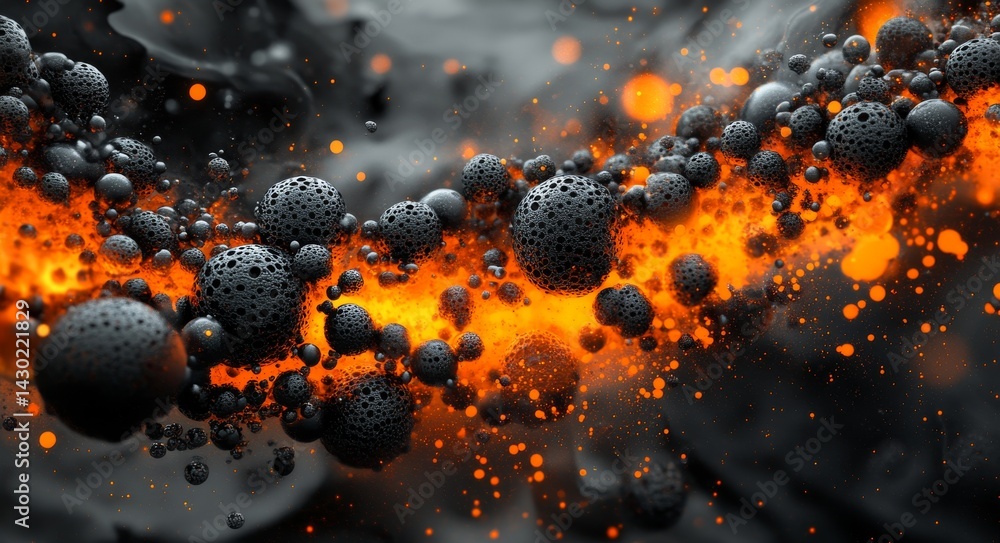 Poster an abstract close-up of fluid dynamics reveals a captivating display of liquids and bubbles in a mes