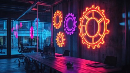 Obraz premium Neon Gear Conference Room