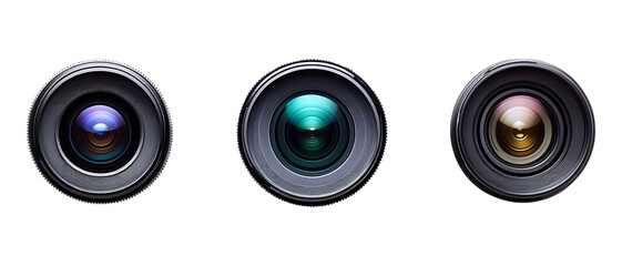 Camera Lenses Against Transparent Background
