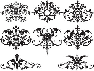 A set of elements, symbols, ornaments, mandalas. Hand drawn vector illustration